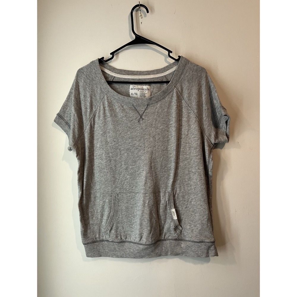 Vintage Y2K Aeropostale Short Sleeve Sweatershirt Tshirt Gray Size XL Preppy